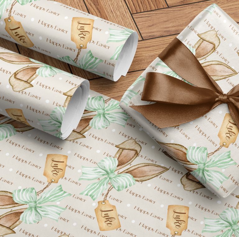 Personalised Easter Bunny Ears Gift Wrapping Paper