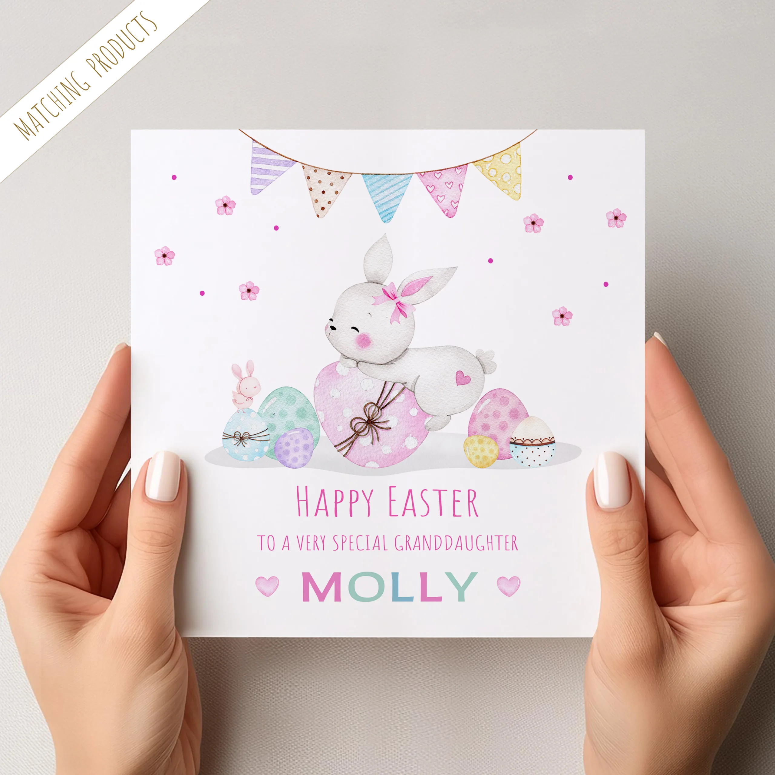 Girls Personalised Easter Card