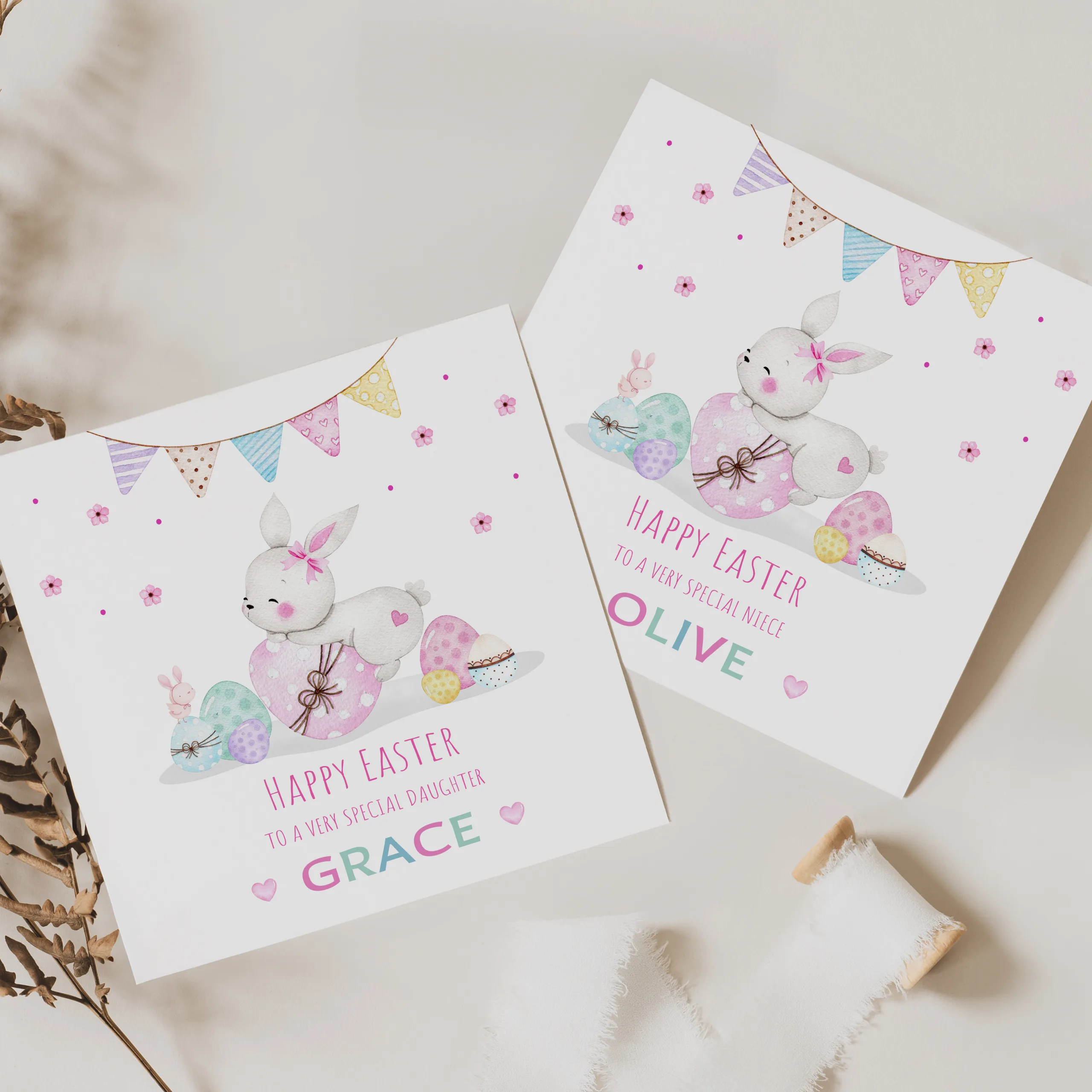 Girls Personalised Easter Card