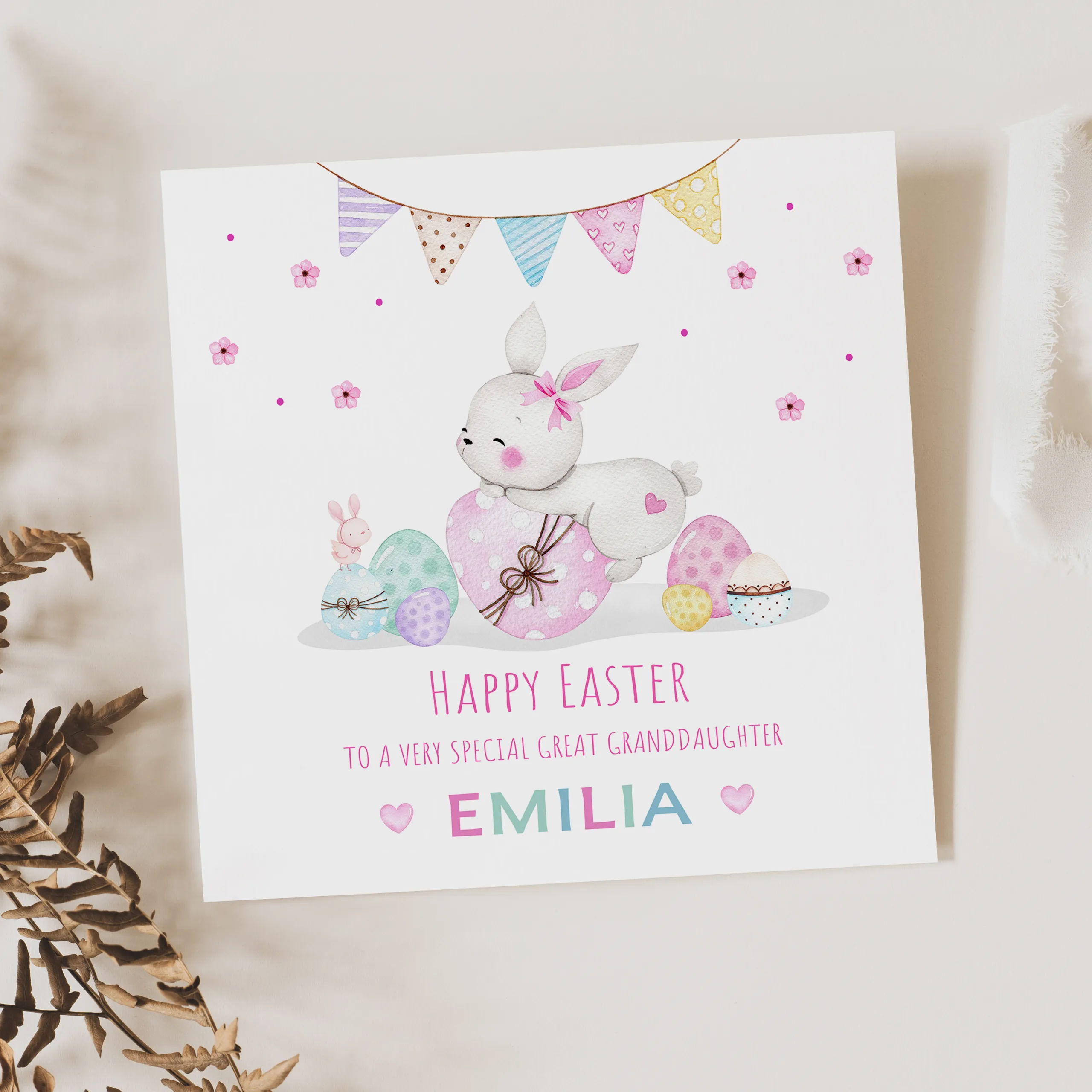 Girls Personalised Easter Card