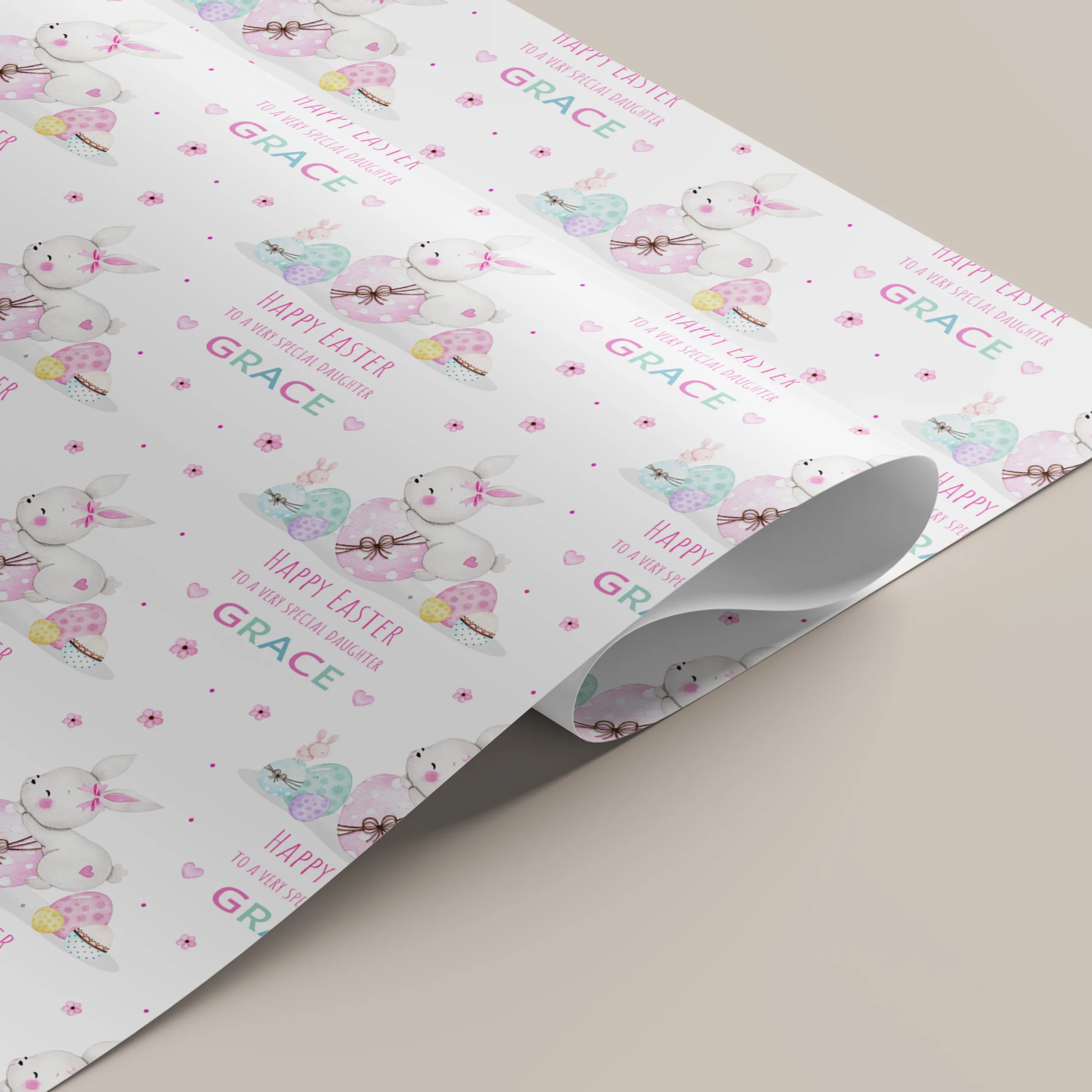Girls Personalised Easter Gift Wrapping Paper