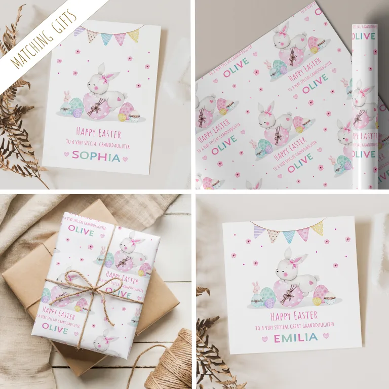 Girls Personalised Pink Easter Gift Wrapping Paper