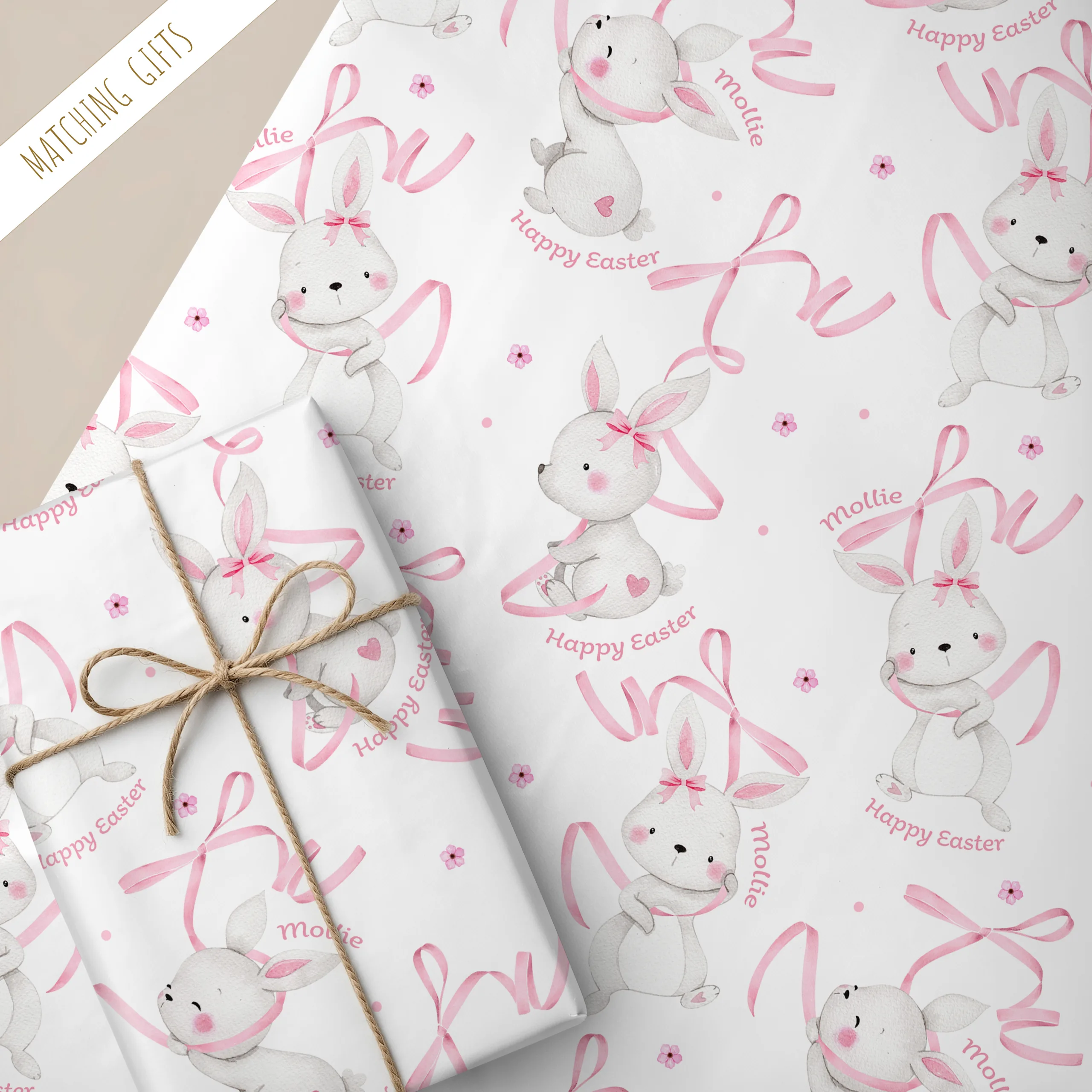 Girls Pink Easter Gift Wrapping Paper