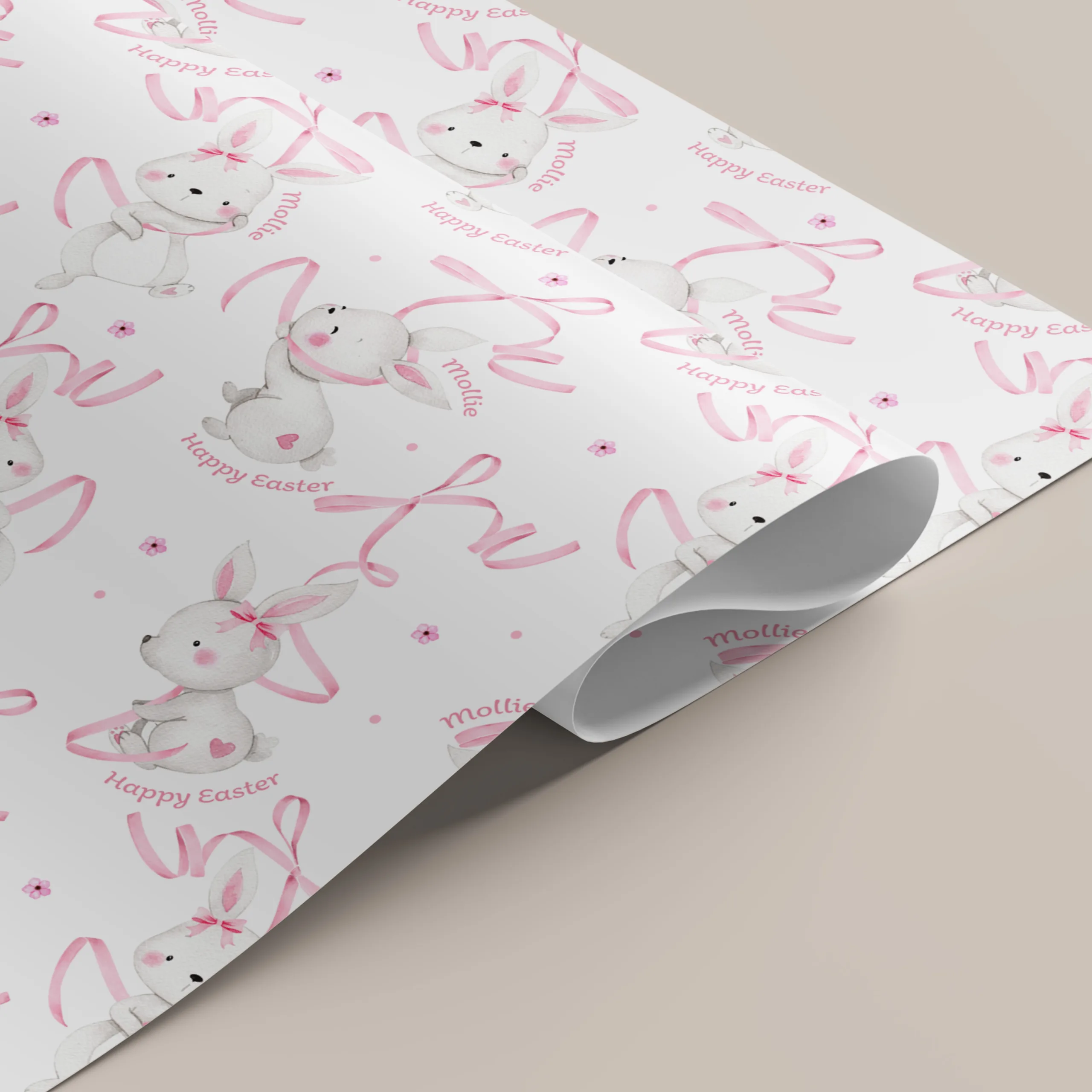 Girls Pink Easter Gift Wrapping Paper