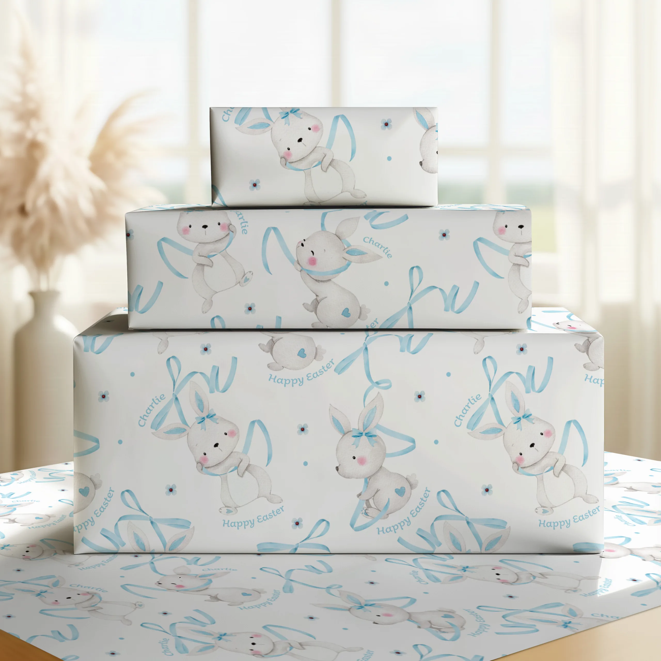 Boys Blue Easter Gift Wrapping Paper