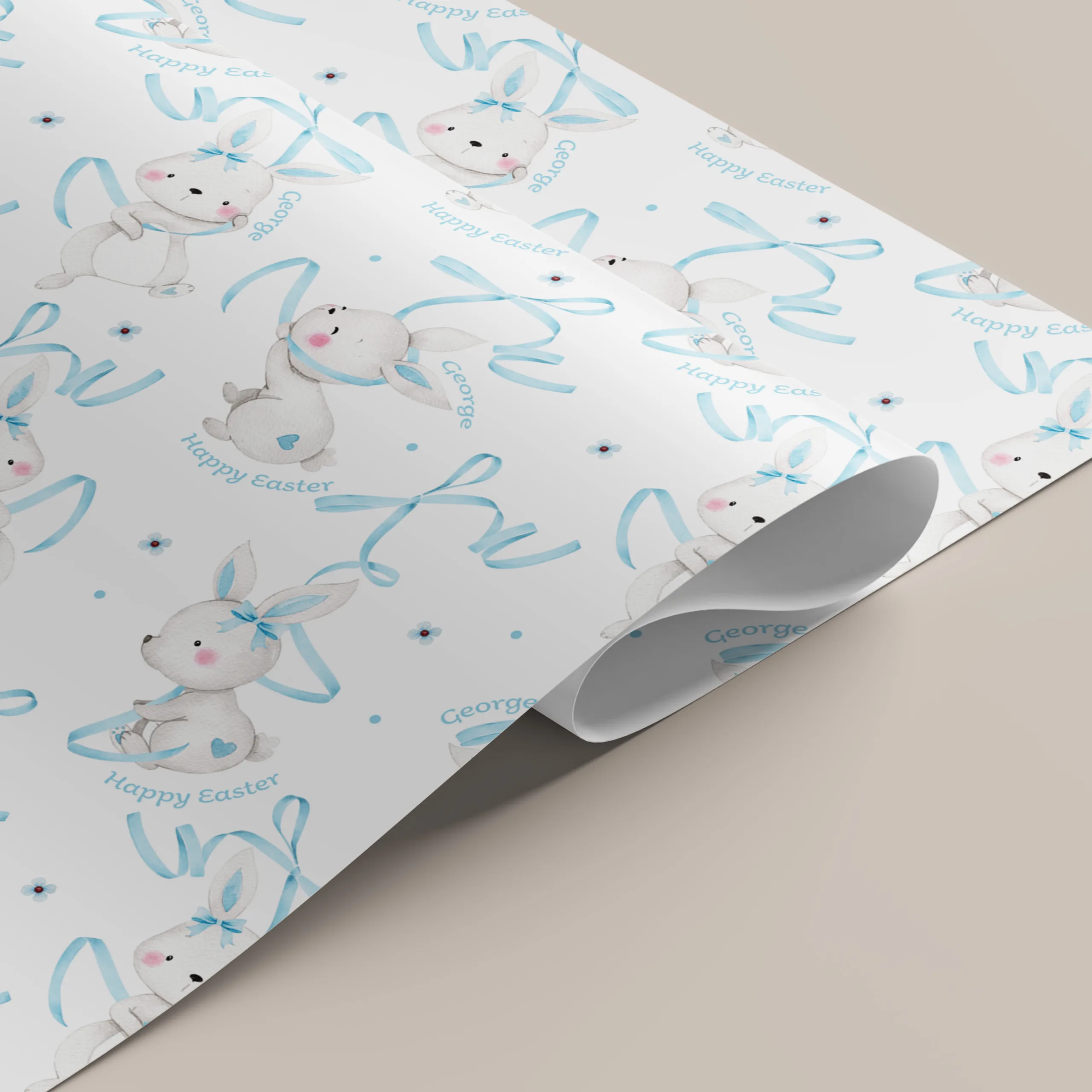 Boys Blue Easter Gift Wrapping Paper
