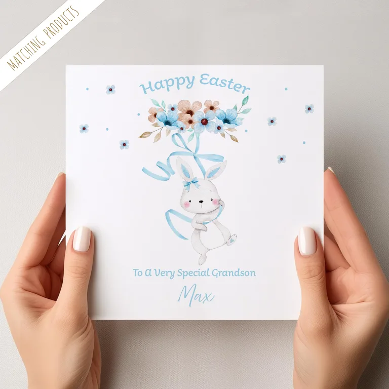 Boys Personalised Blue Easter Card