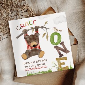 Boys 1st Birthday Teddy Bear Card