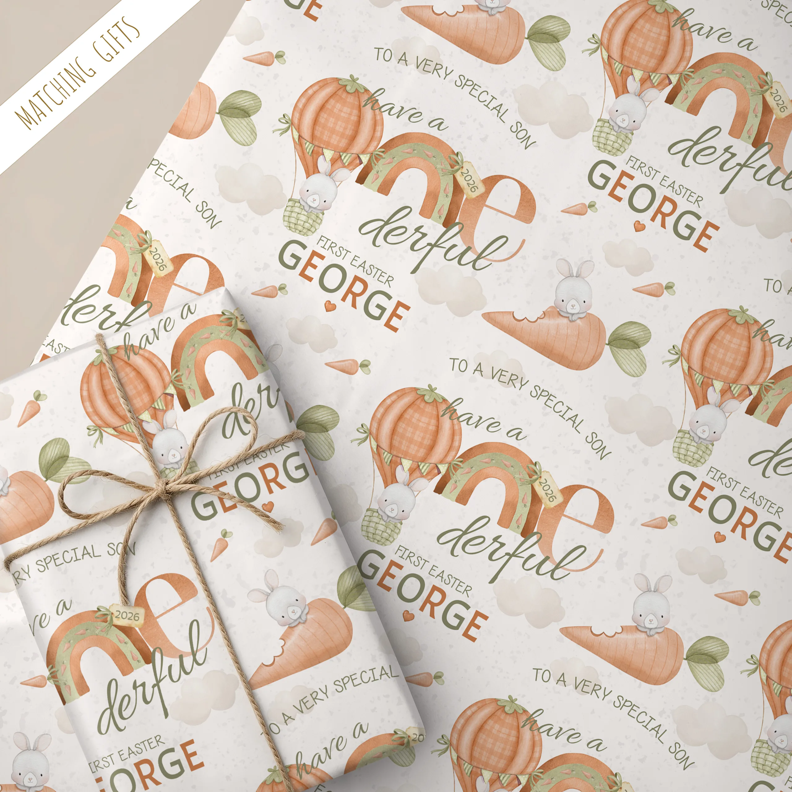 Personalised Babies 1st Easter Gift Wrapping Paper