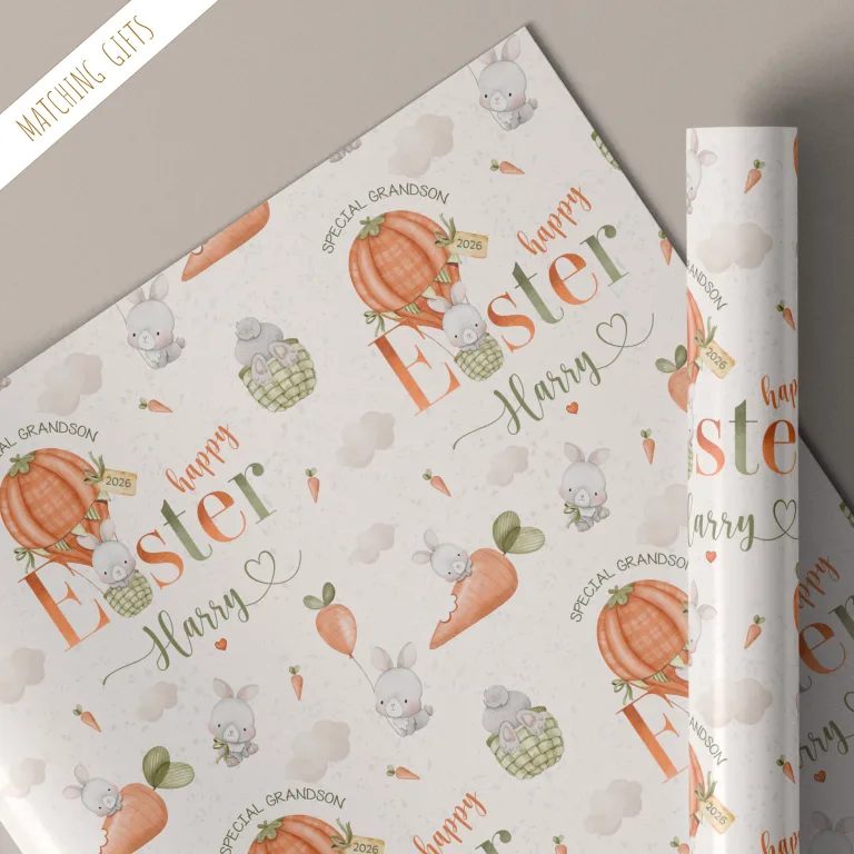 Personalised Easter Carrots Gift Wrapping Paper