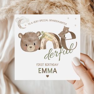 Boys 1st Birthday Teddy Bear Card