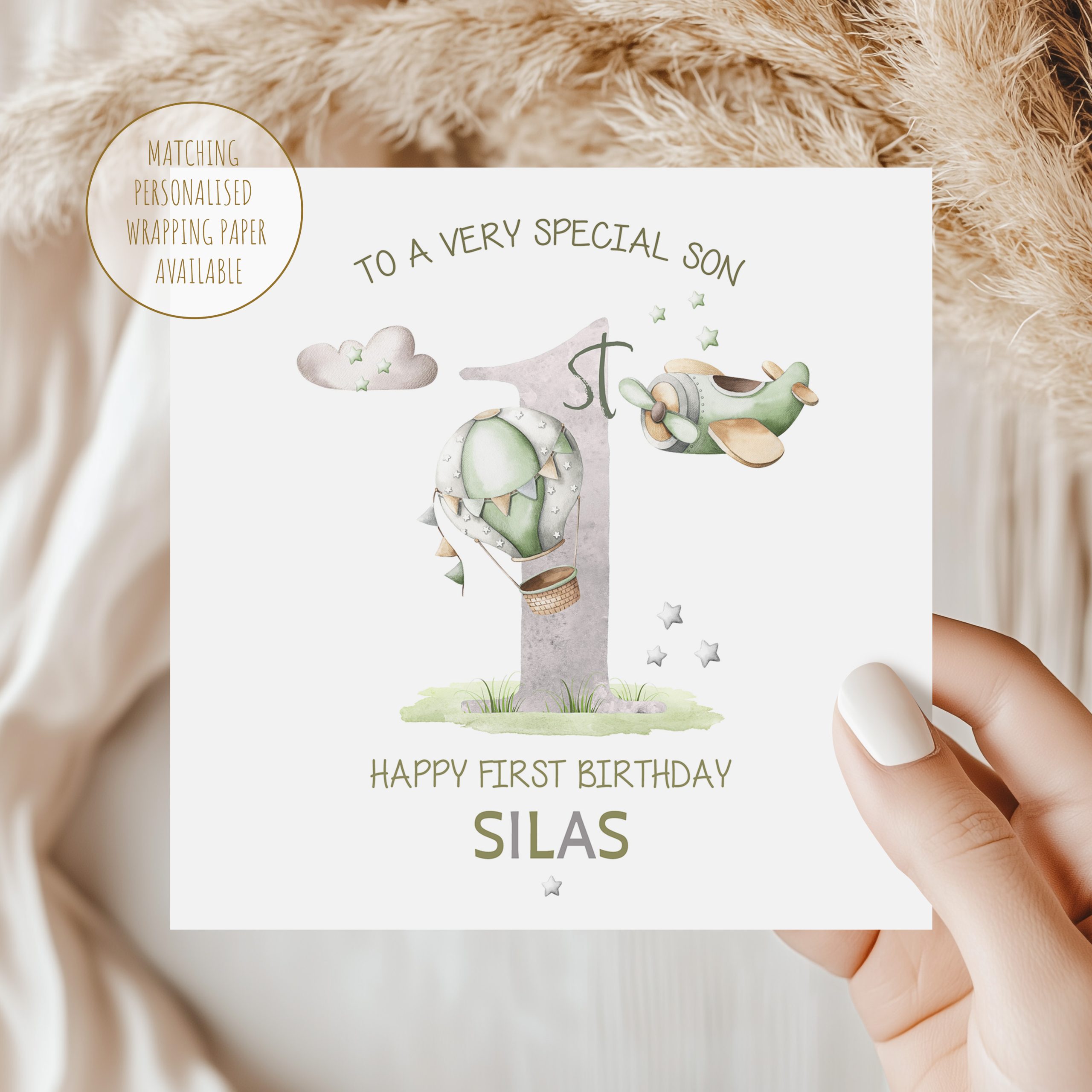 Boys 1st Birthday Plane Card