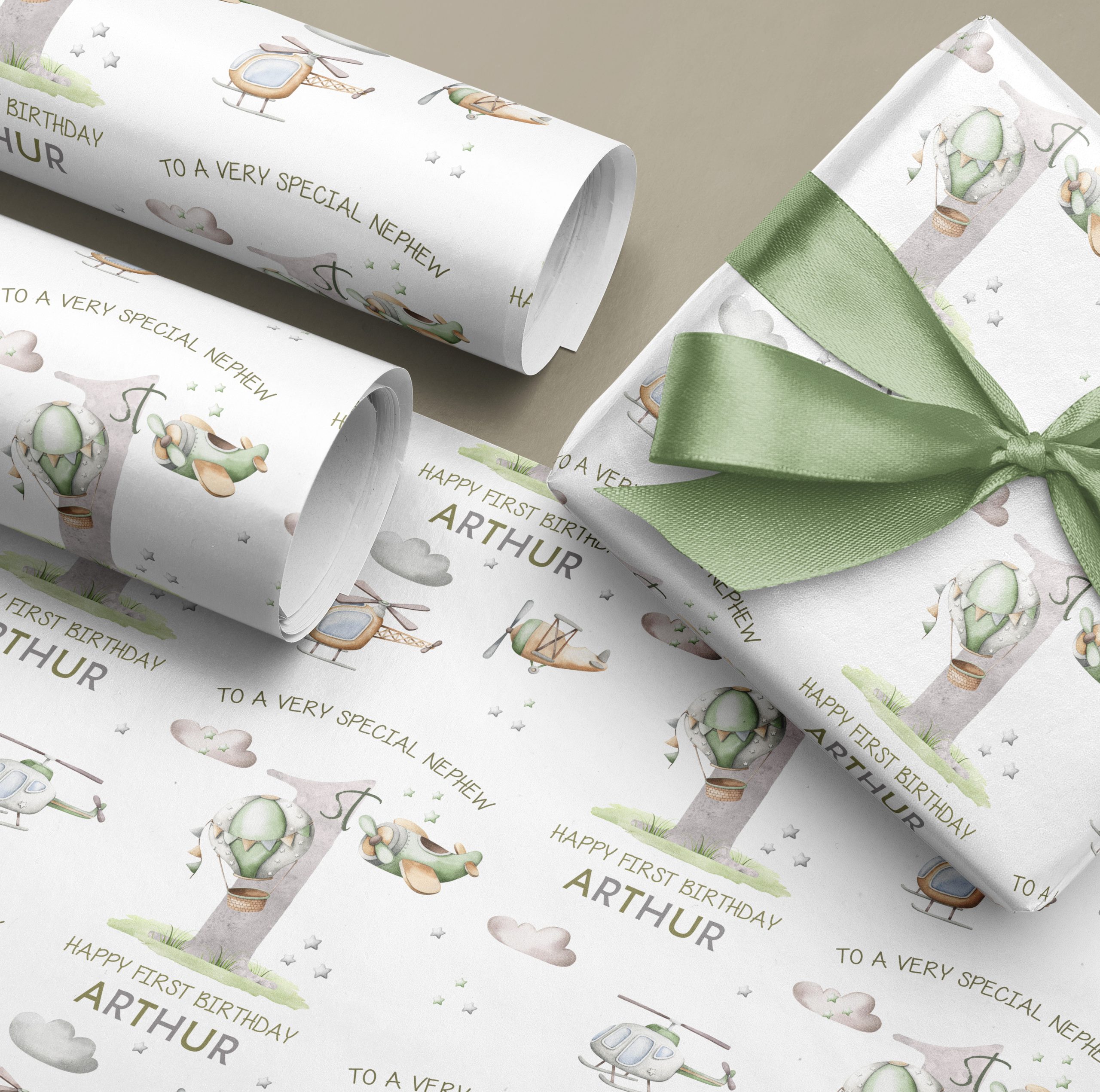 Boys 1st Birthday Plane Wrapping Paper