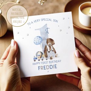 Boys 1st Birthday Teddy Bear Card