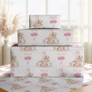 1st birthday teddy bear wrapping paper