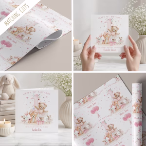 1st birthday teddy bear wrapping paper