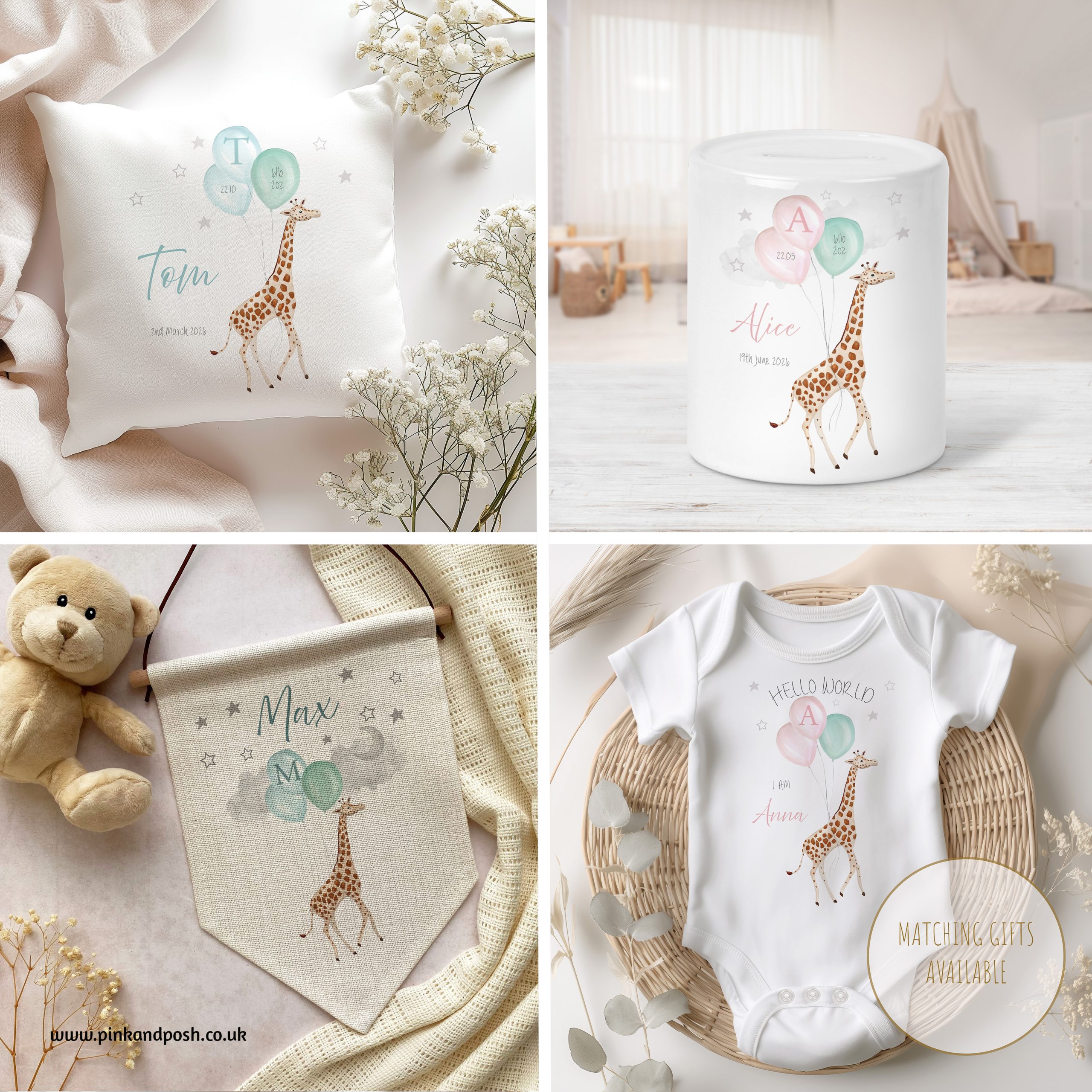 Personalised New Baby Giraffe Gifts