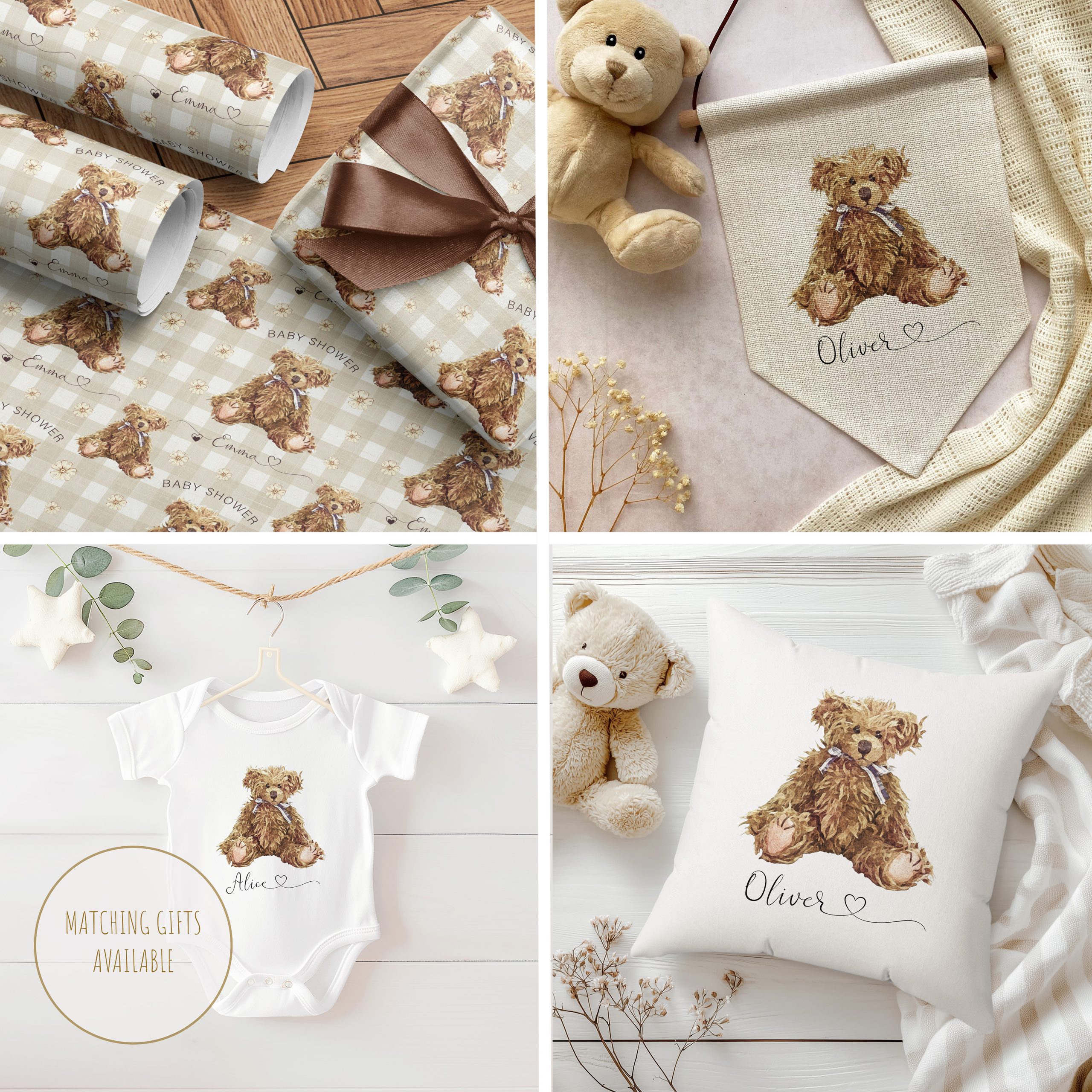 Matching Personalised Vintage Bear Gifts