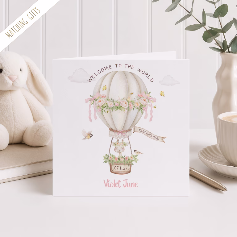 Personalised New Baby Giraffe Card