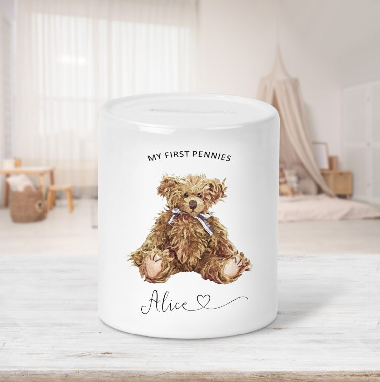 Personalised Vintage Bear Ceramic Money Pot