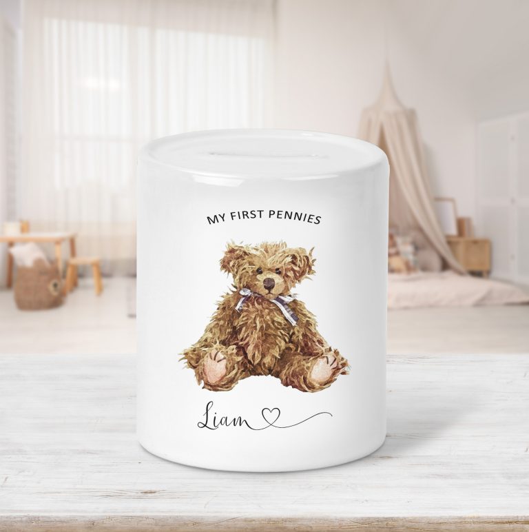 Personalised Vintage Bear Ceramic Money Pot
