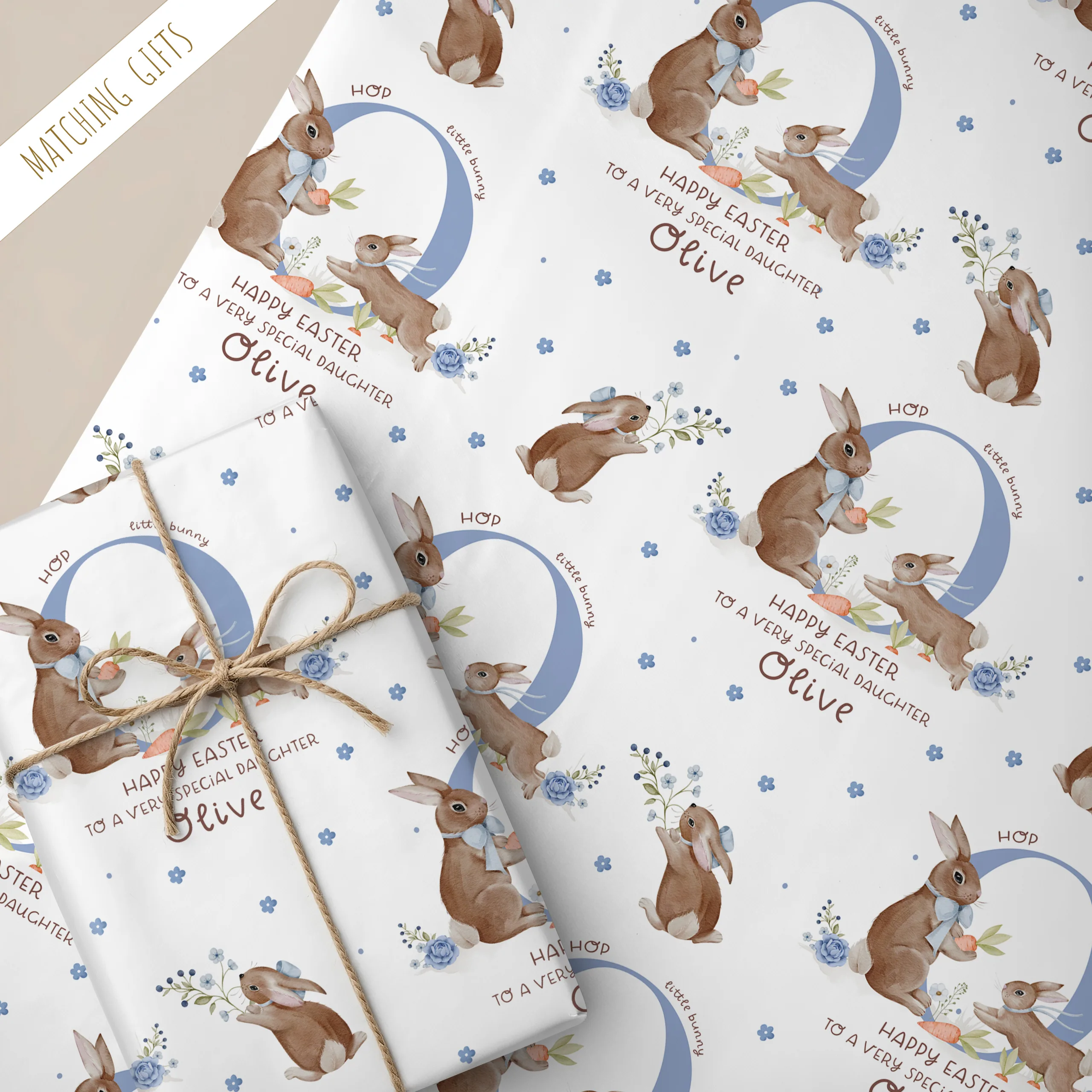 Personalised Easter Rabbit Gift Wrapping Paper