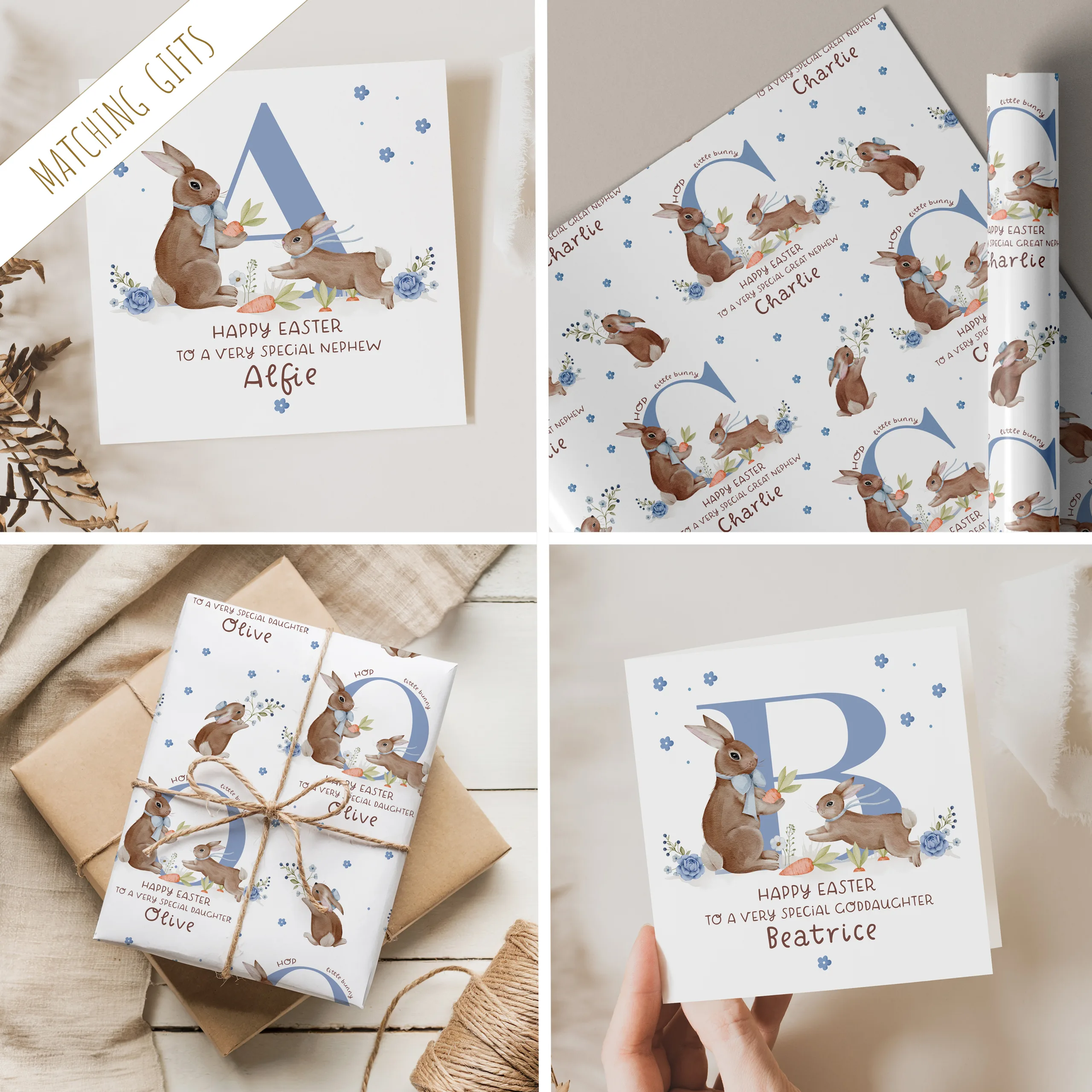 Personalised Bunny Rabbit Easter Card