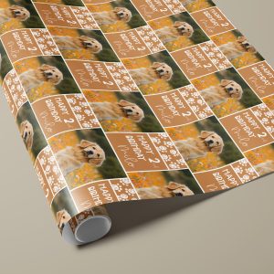 Personalised Pet Dog Photo Paw Prints Birthday Wrapping Paper
