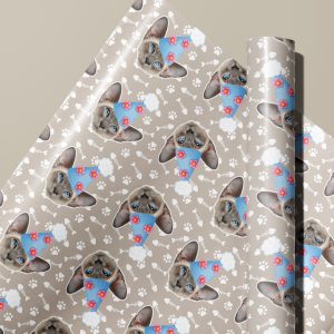 Personalised Cat Fish Bone Print Wrapping Paper