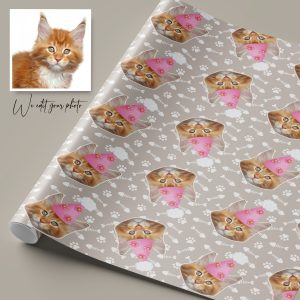 Personalised Cat Fish Bone Print Wrapping Paper