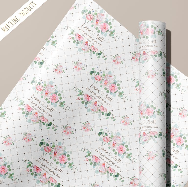 Personalised Pink Floral Wedding Gift Wrapping Paper