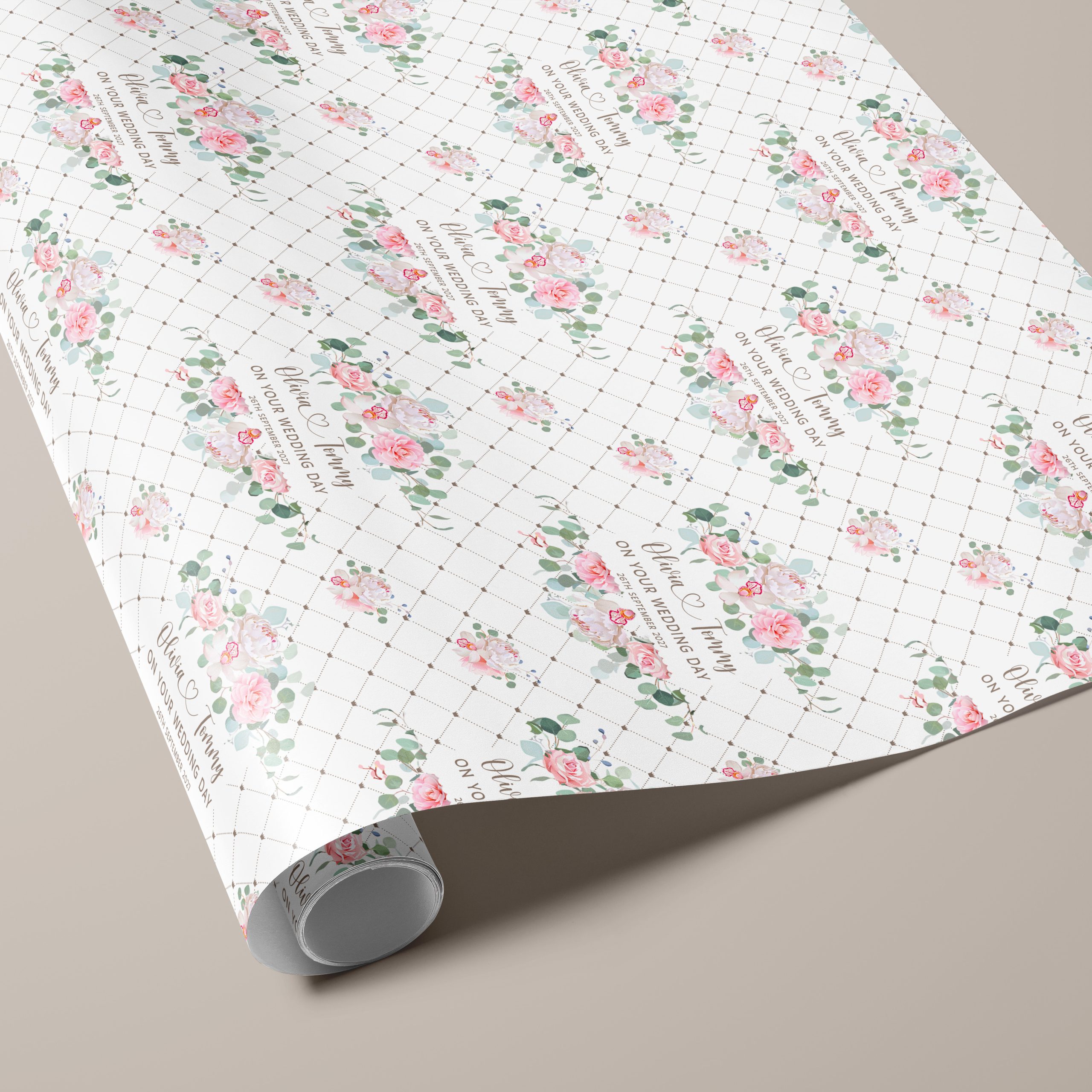 Personalised Wedding Floral Crown Wrapping Paper