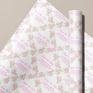 Personalised Pink Floral Wedding Gift Wrapping Paper