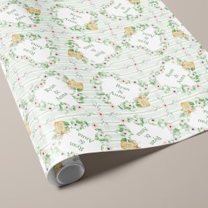 Personalised Sage Floral Wedding Gift Wrapping Paper