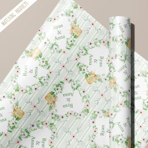 Personalised Sage Floral Wedding Gift Wrapping Paper