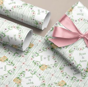 Personalised Sage Floral Wedding Gift Wrapping Paper