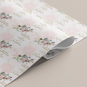 Personalised Pink Floral Wedding Gift Wrapping Paper