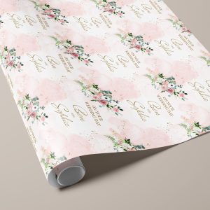 Personalised Pink Floral Wedding Gift Wrapping Paper