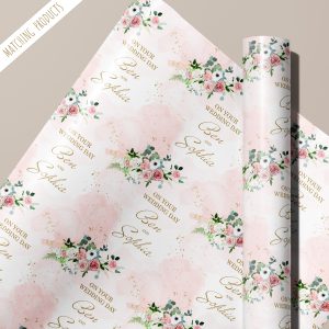 Personalised Pink Floral Wedding Gift Wrapping Paper