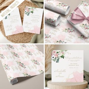 Personalised Pink Floral Wedding Gift Wrapping Paper