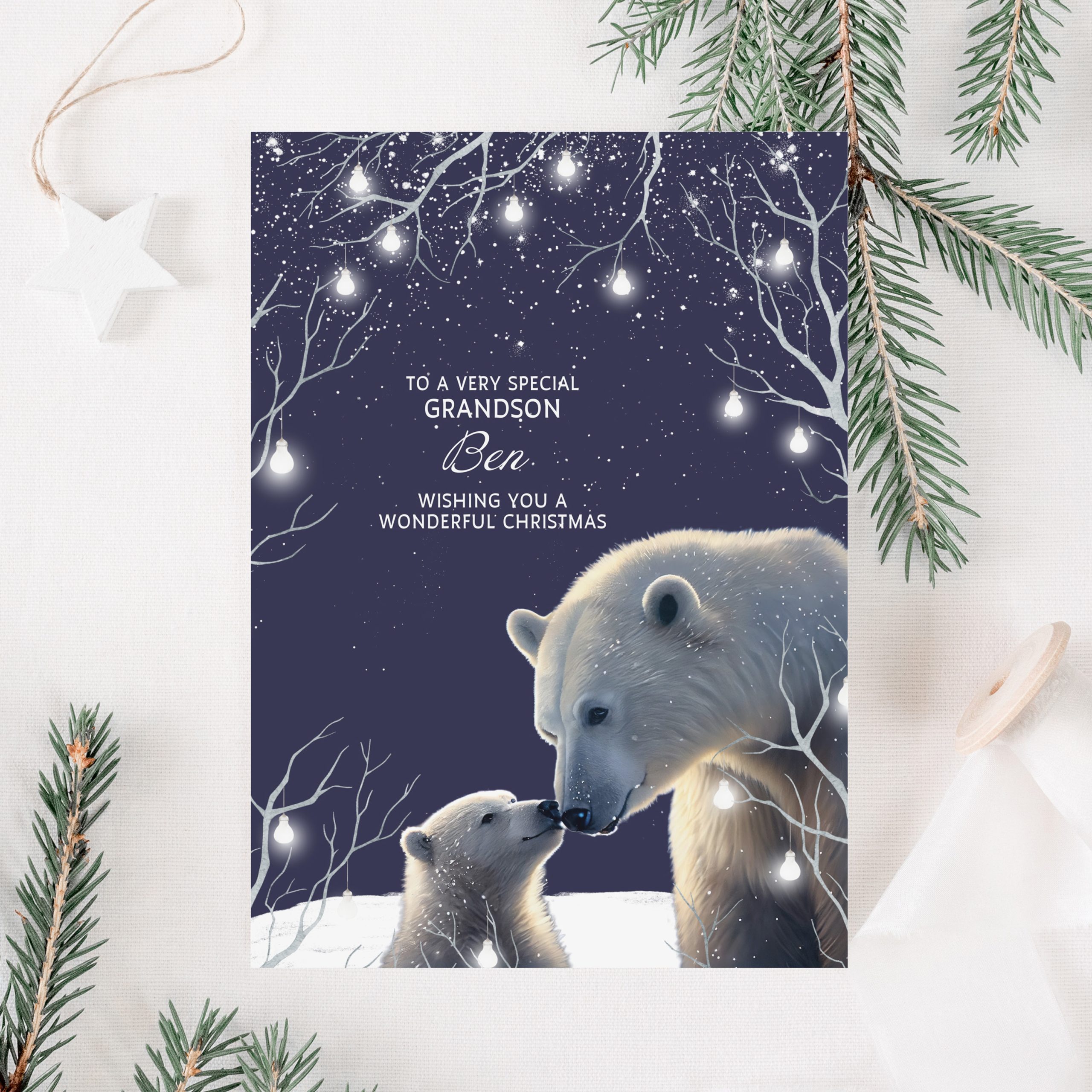 Personalised Polar Bear Christmas Card