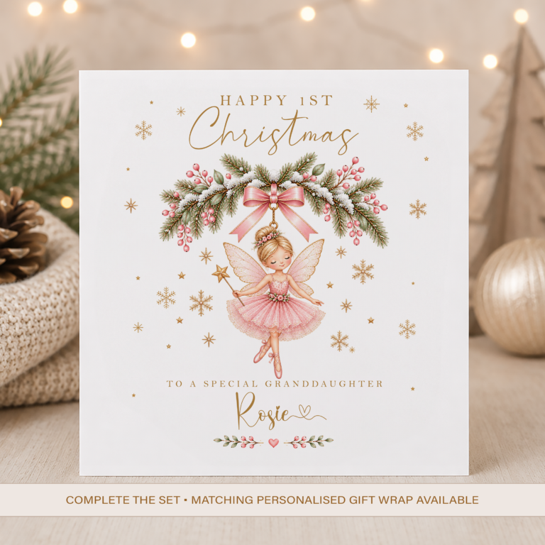 Personalised Girls First Christmas Card