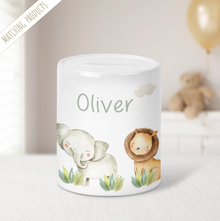 Personalised Safair Animals Ceramic Money Pot
