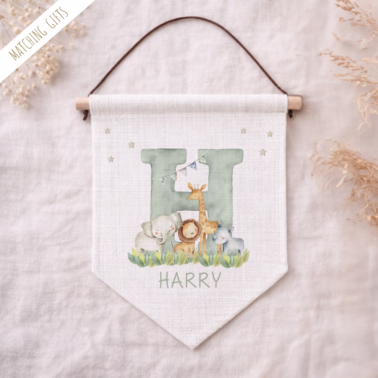 Personalised Safari Linen Wall Banner