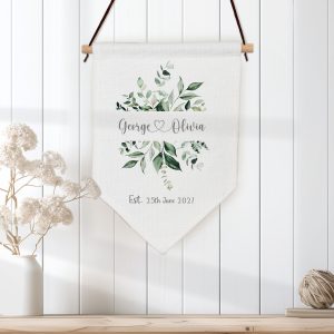 Mr & Mrs Linen Wall Banner
