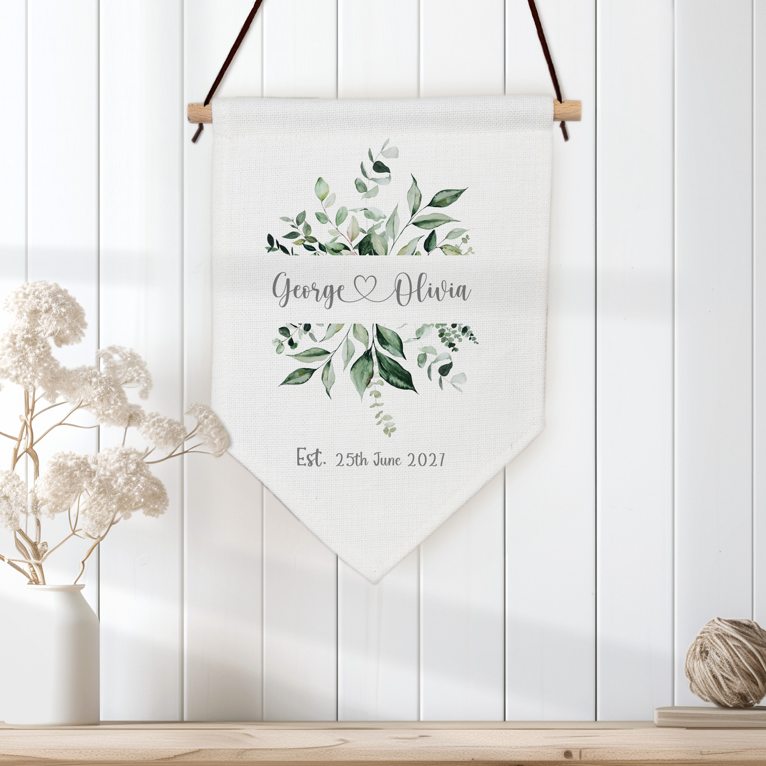 Mr & Mrs Linen Wall Banner