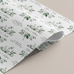 Personalised Sage Wedding Gift Wrapping Paper