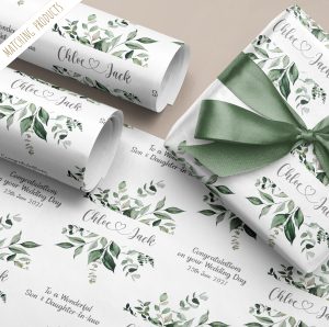 Personalised Sage Wedding Gift Wrapping Paper