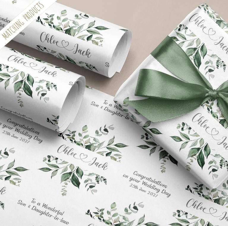 Personalised Sage Wedding Gift Wrapping Paper