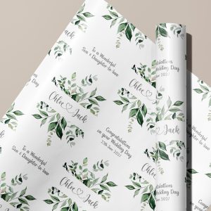 Personalised Sage Wedding Gift Wrapping Paper